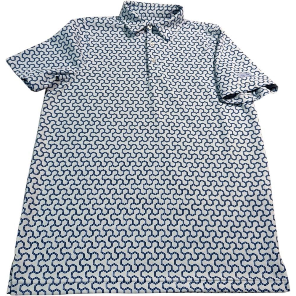 USA Palm Tribe 2.0 Golf Polo‎ Shirt Mens Medium Blue Geometric Short Sleeve